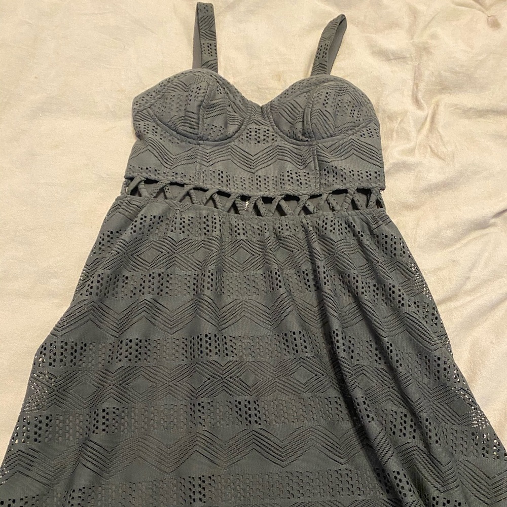 Charcoal sundress with cutout detail